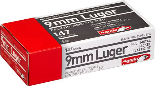 Aguila - Target & Range - 9mm Luger - AMMO 9MM FMJ FLAT POINT 147GR 50RD/BX for sale
