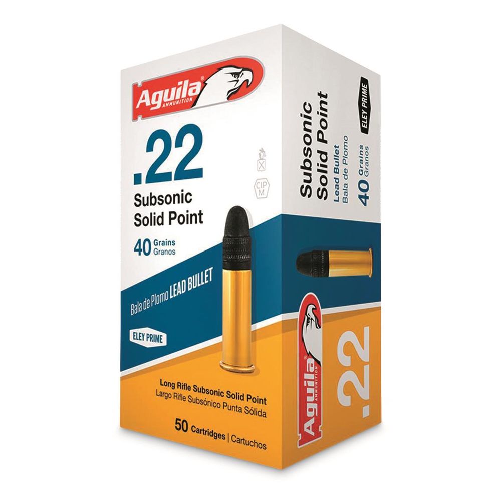 Aguila - Subsonic - .22LR - AMMO 22 LR SUB SP 40GR 50RD/BX for sale