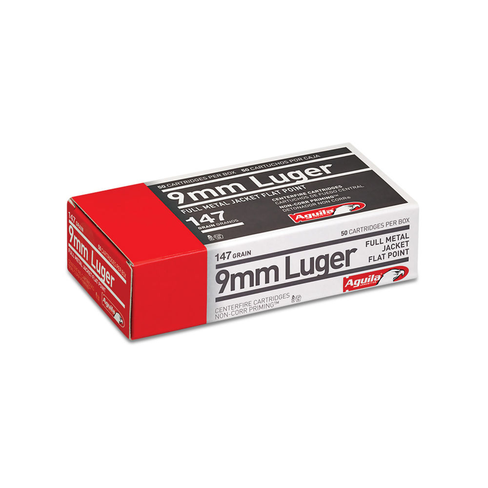 Aguila - Target & Range - 9mm Luger - AMMO 9MM FMJ FLAT POINT 147GR 50RD/BX for sale
