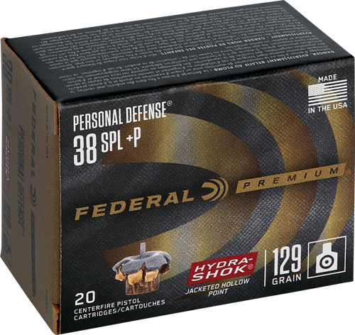 FEDERAL 38 SPECIAL+P  129GR HYDRA-SHOK JHP 20RD 25BX/CS - for sale