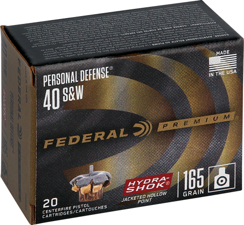 FEDERAL PREMIUM 40 SW 165GR HYDRA-SHOK JHP 20RD 25BX/CS - for sale