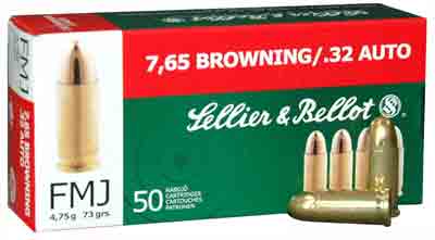 sellier & bellot ammunition - Handgun - .32 ACP - HANDGUN 32 AUTO 73GR FMJ 50RD/BX for sale