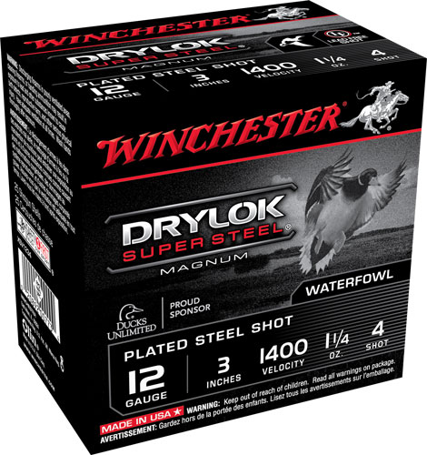 WINCHESTER DRYLOK 12GA 3" 1-1/4OZ #4 25RD 10BX/CS - for sale