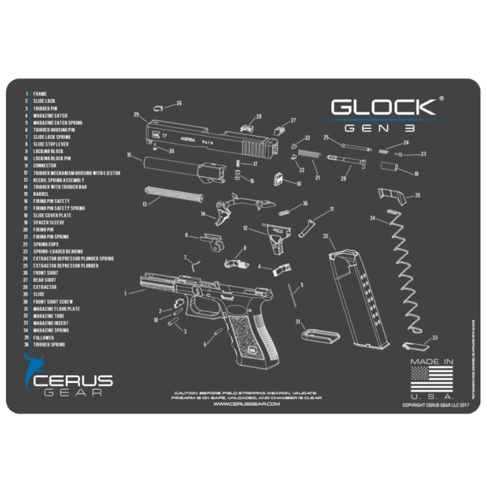 cerus gear - HMGLKG3SCHGRY - GLOCK GEN 3 SCHEMATIC GRAY/BLUE for sale
