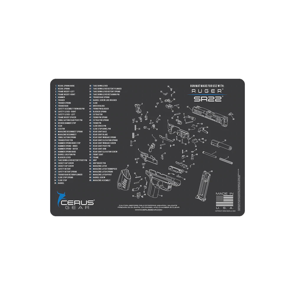 cerus gear - HMRUGSR22SCHGRY - RUGER SR22 HANDGUN MAT 17X12 GRAY for sale