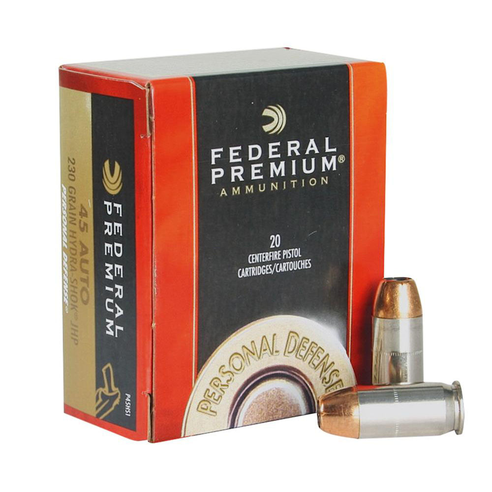 FEDERAL PREMIUM 45 ACP 230GR HYDRA-SHOK JHP 20RD 25BX/CS - for sale