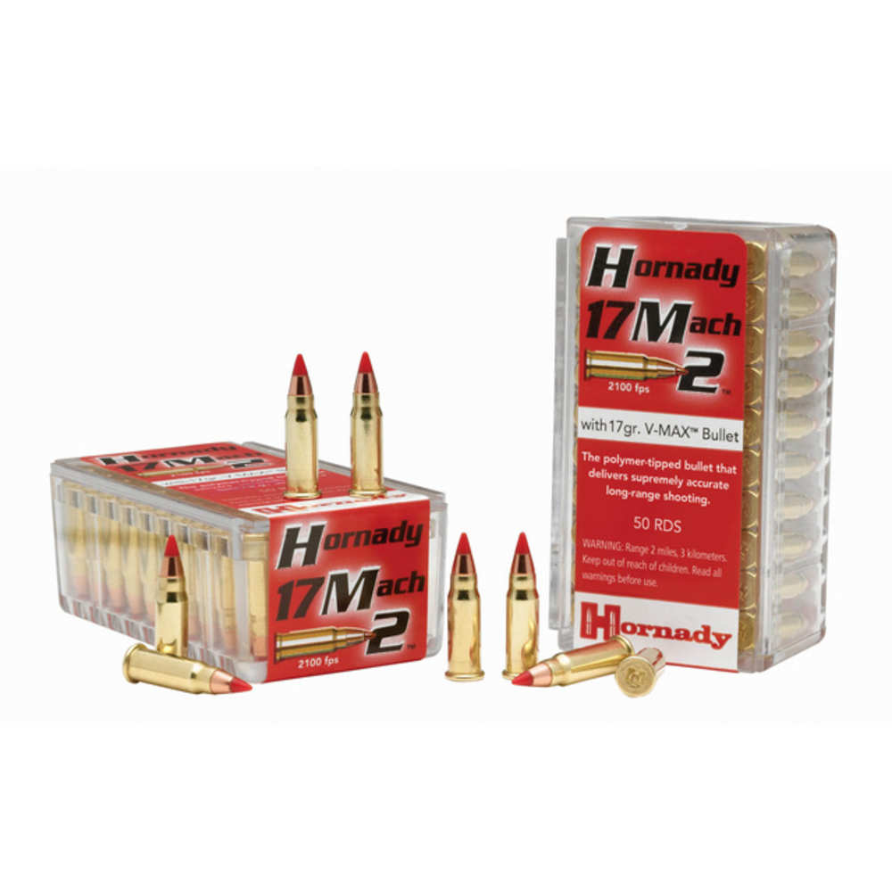 HORNADY 17 MACH2 17GR V-MAX 50RD 100BX/CS - for sale