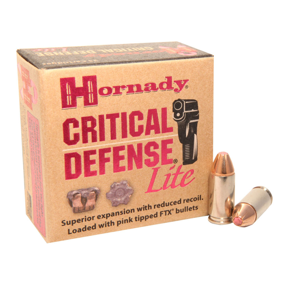 HORNADY CRITICAL DEFENSE LITE 9MM LUGER 100GR FTX 25RD 10B/C - for sale