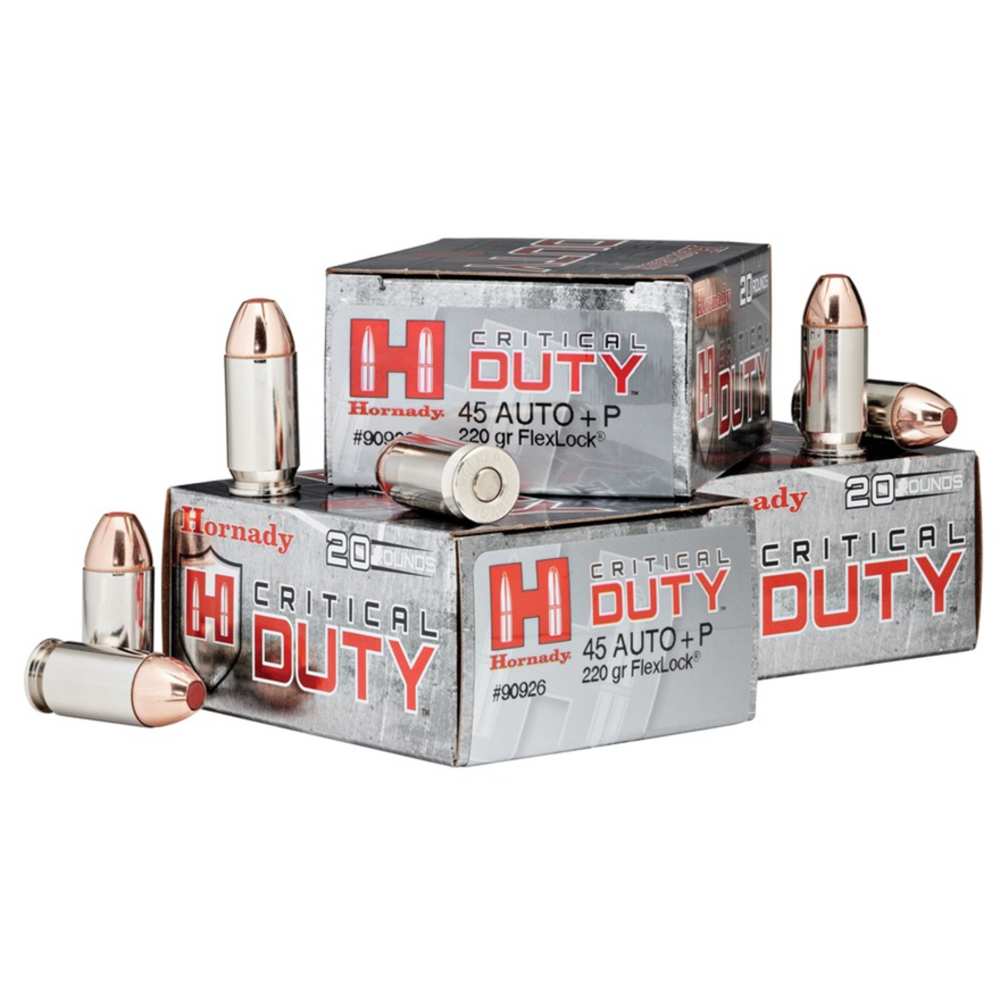HORNADY CRITICAL DUTY 45 ACP+P 220GR FLEXLOCK 20RD 10BX/CS - for sale