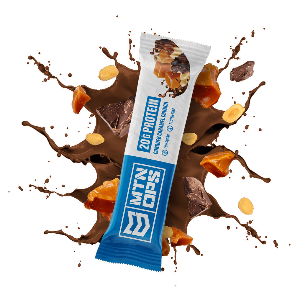 mtn ops - 4127050801 - PROTEIN BAR CONQUER CARMEL CRUNCH 10/BX for sale