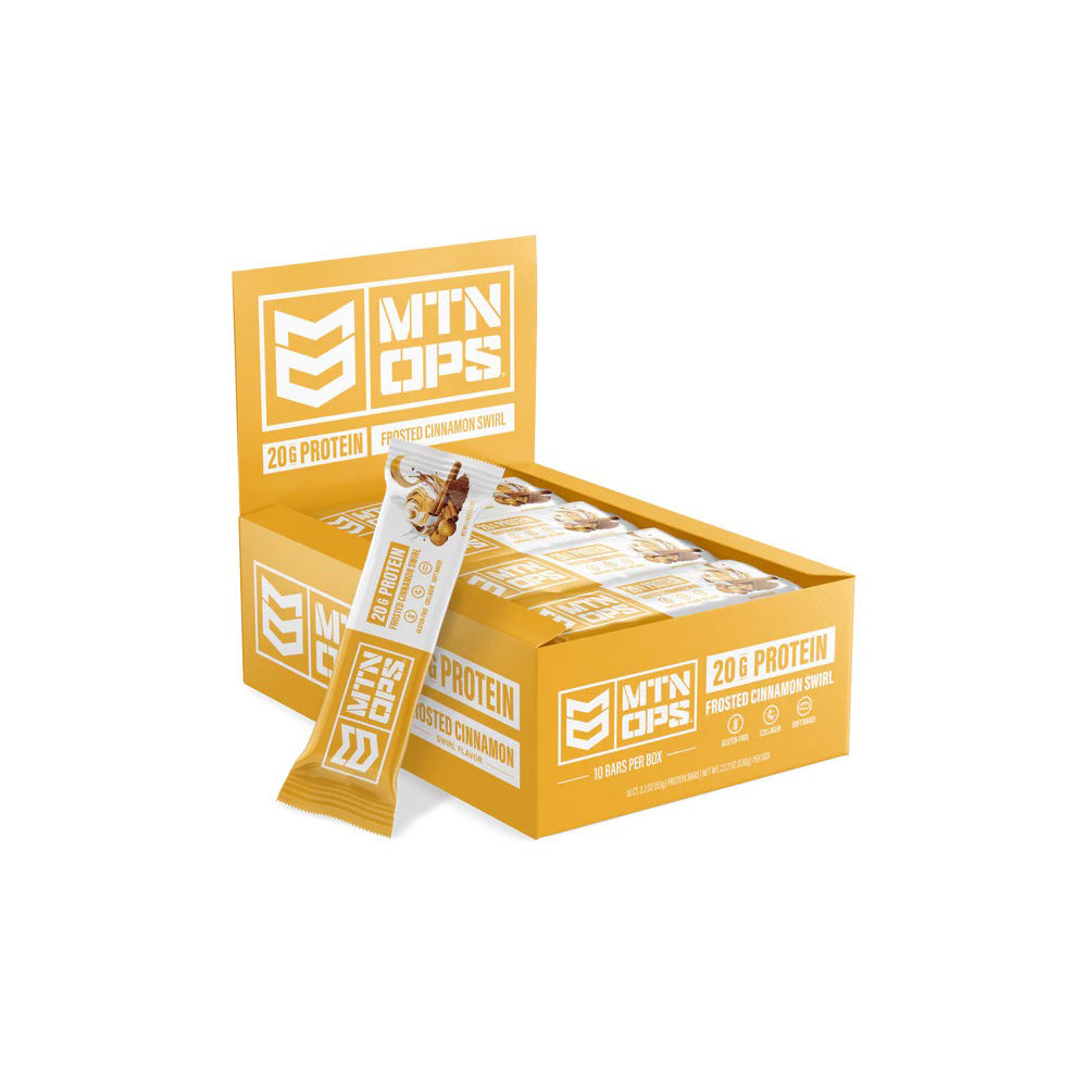 mtn ops - 4127080801 - PROTEIN BAR FROSTED CINNAMON SWIRL 10/BX for sale