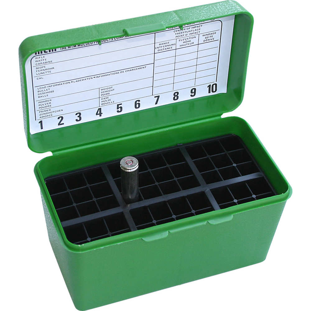 mtm case-gard - Deluxe Ammo Box - DLX XLG RIFLE AMMO CASE 50RD - GREEN for sale