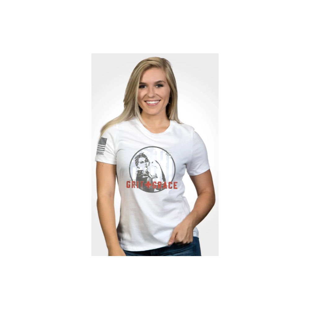 nine line apparel - GGRACEWRTSWHITE2XL - WOMEN RELAX FIT SHIRT GRIT/GRACE WHT 2XL for sale