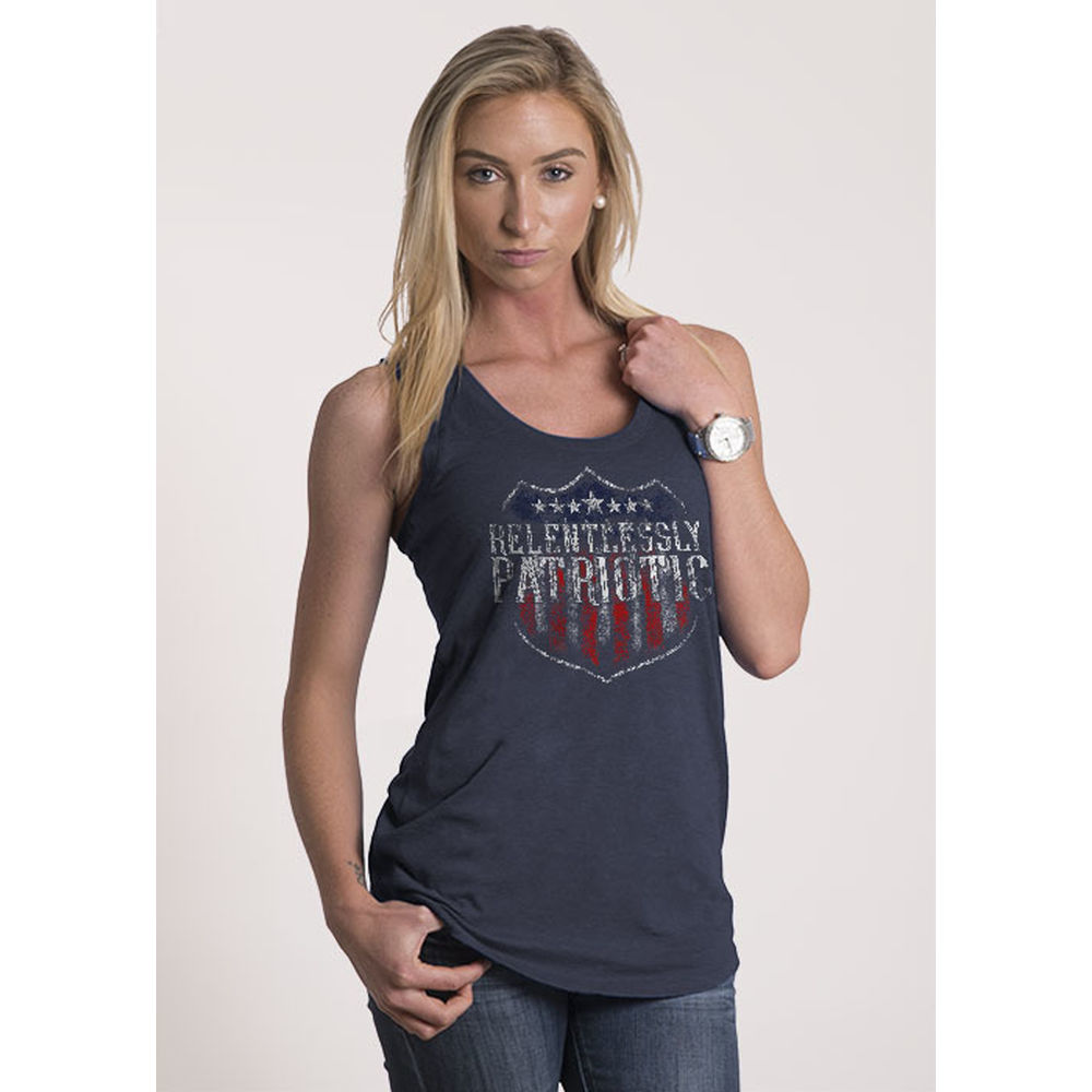 nine line apparel - RPATWTTNAVY2XL - WMNS RELENTLESSLY PATRIOTIC TANK NVY 2XL for sale