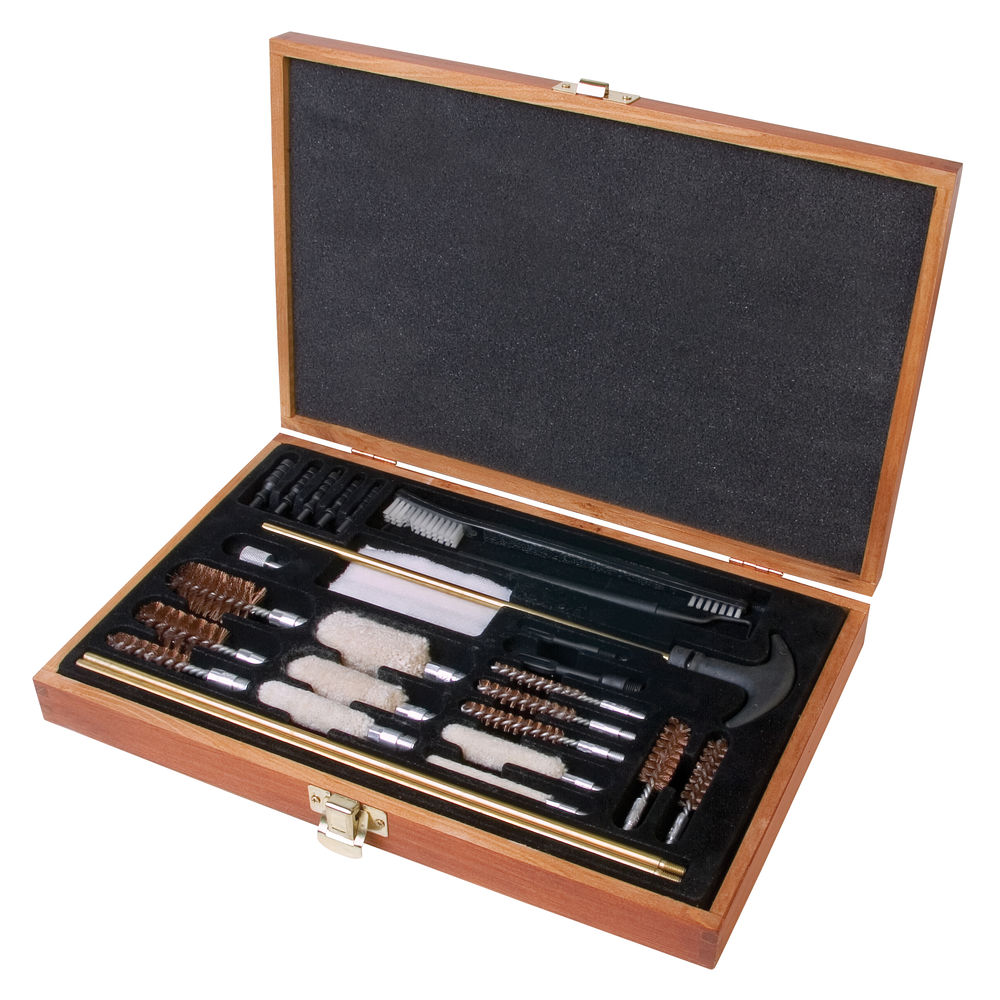 outers - OU1002 - BRASS UNIV 28PC .22 & UP CLN KIT WOOD for sale