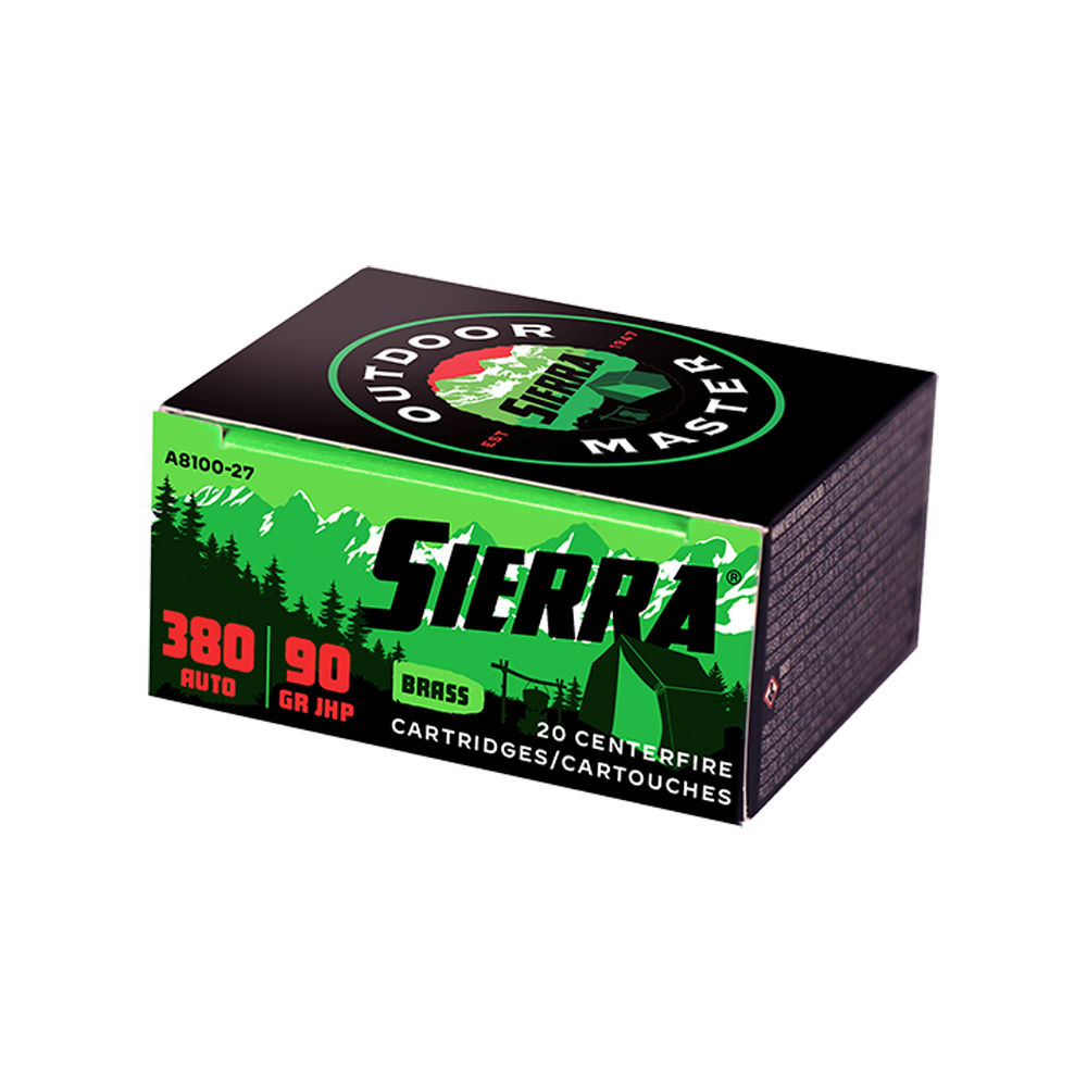 sierra bullets - Outdoor Master - .380 Auto - AMMO 380 AUTO 90 GR JHP 20/BX for sale