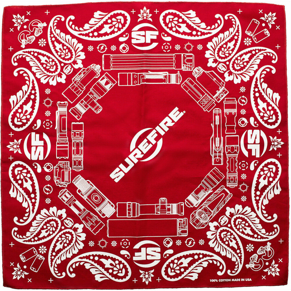 surefire magazines - BANDANARD - BANDANA SUR LOGO 100 COT 22X22 RED for sale