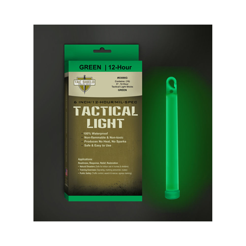 tac shield - 03086G - TAC 12 HR LIGHT STICK GREEN 6 IN 10 PK for sale
